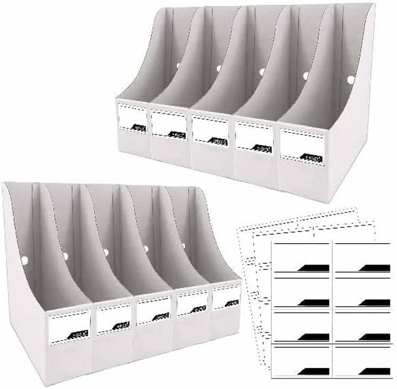 12 Pack White Cardboard Magazine Holder - Premium Magazine File Organizer, Large