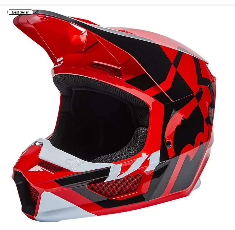 Fox V1 Lux Adult Red Helmet MIPS&trade; Magnetic Visor ECE DOT Motocros 28003-110