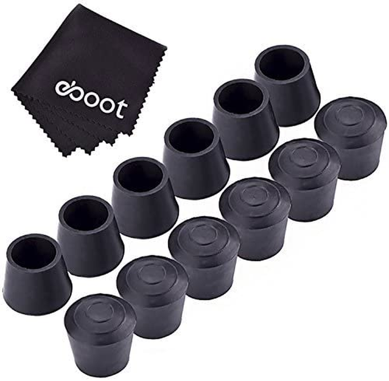 Table Chair Rubber Leg Tips Caps Hardwood 7/8 Inch 12 Pack Black NEW