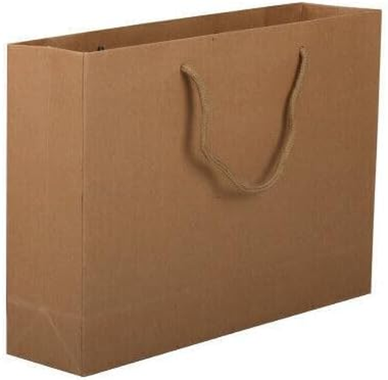Kraft Paper Bags 50 X Bulk, Gift Shopping Carry Craft Brown Bag with Handles - V