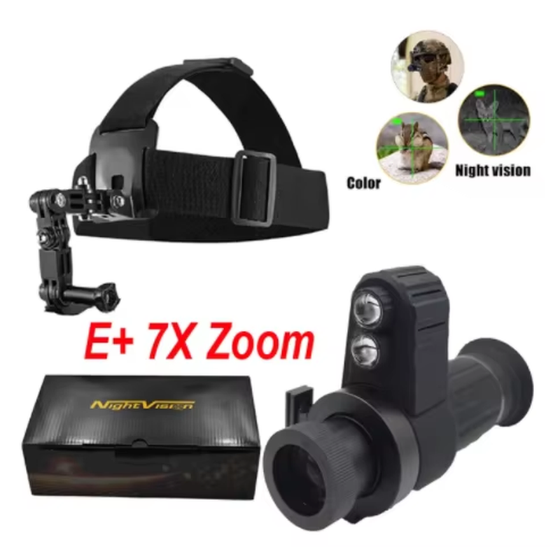 E+ Cross Cursor Monocular 7X Digital Night Vision 1.5'' HD Screen Head-Mounted G