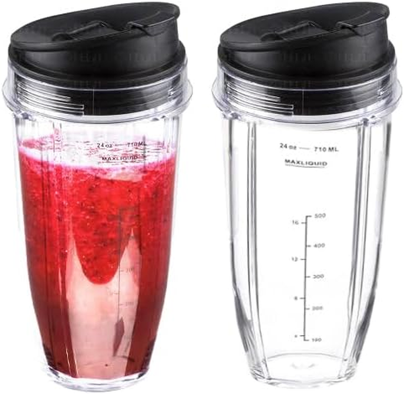 Replacement 24 Oz Blender Cups with Sip & Seal Lids Compatible with Nutri Ninja