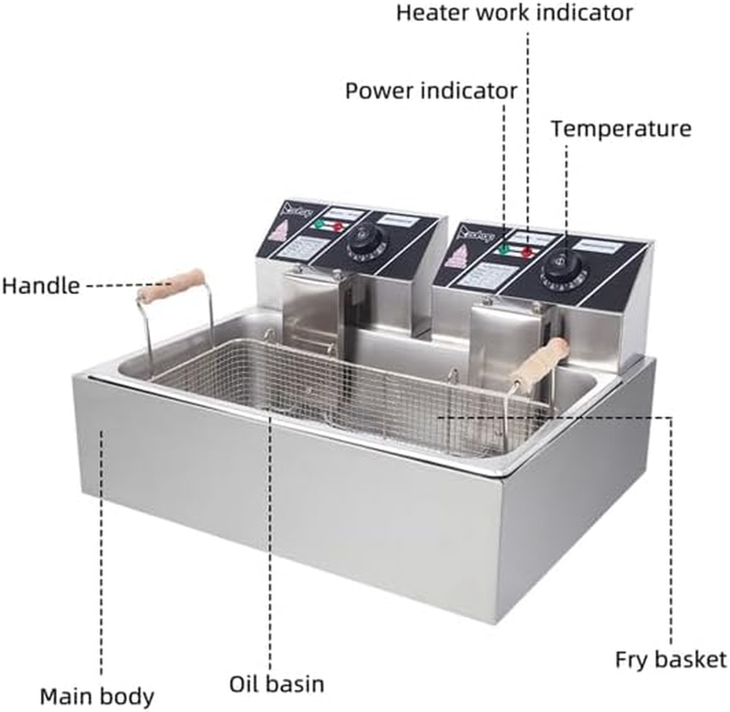 Electric Deep Fryer, 22L Large Capacity Countertop Fryer with Removable Basket a