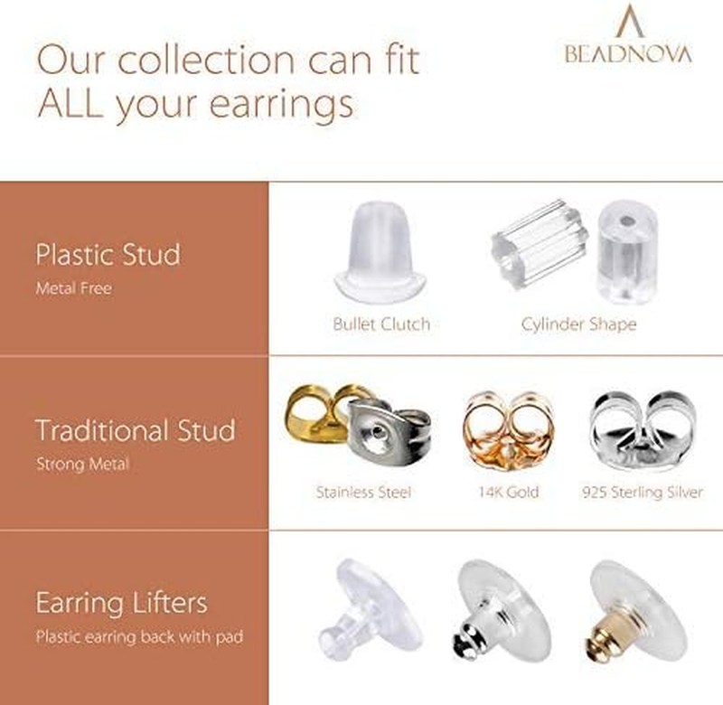 14k Gold Earring Backs Butterfly Replacements Backs for Post Earrings (6pcs)