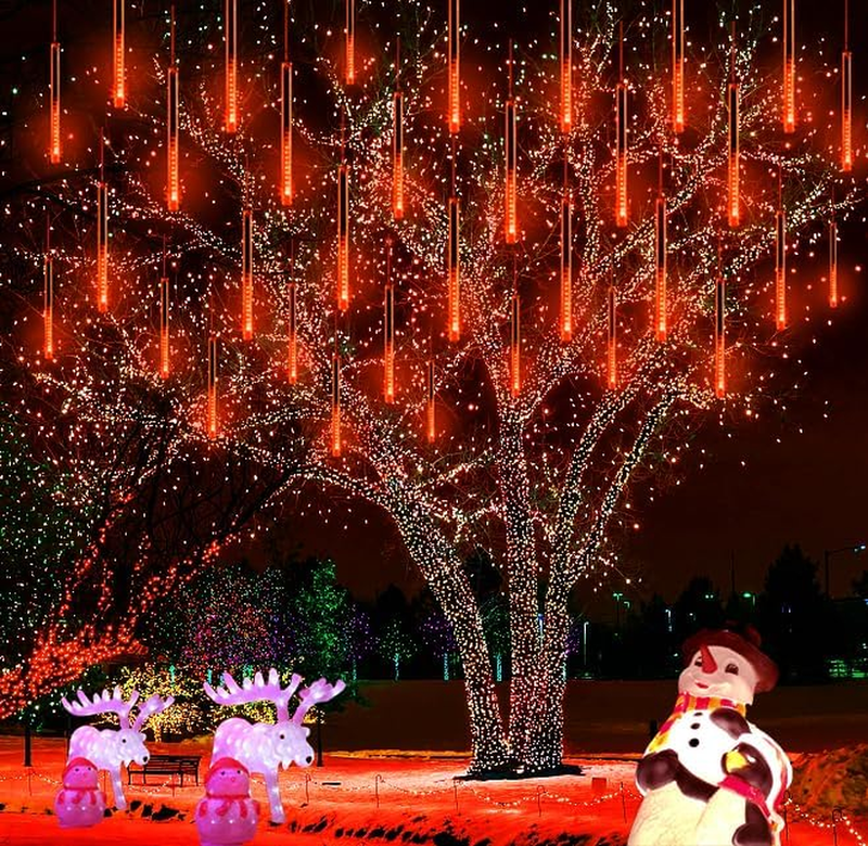 Kwaiffeo Halloween Deko Outdoor,20 Röhren LED Meteorschauer Lichterkette Außen,