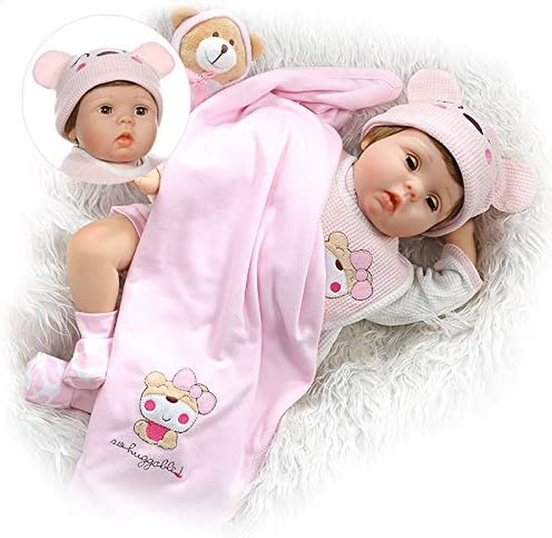 Blinking Eyes Soft Vinyl Silicone 22 Inch Newbor...