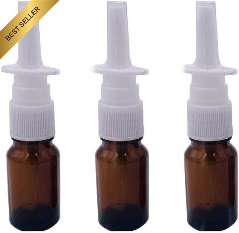 3PCS 5Ml Empty Refill Portable Amber Glass Nasal Spray Bottle Travel Sample Pack