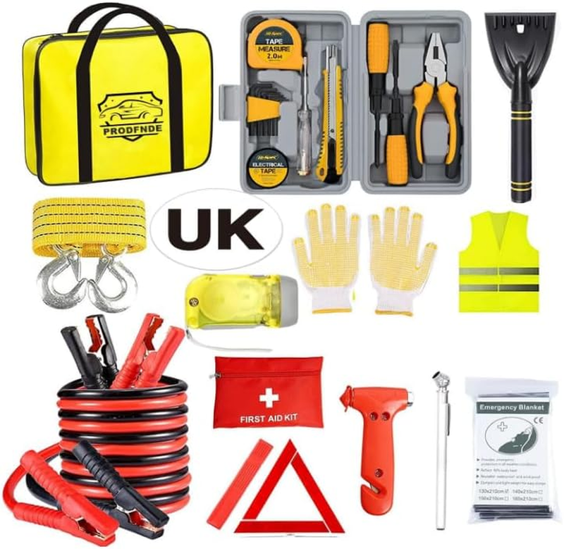 Comprehensive Car Emergency Kit with Jumper Cables and Safety Accessories