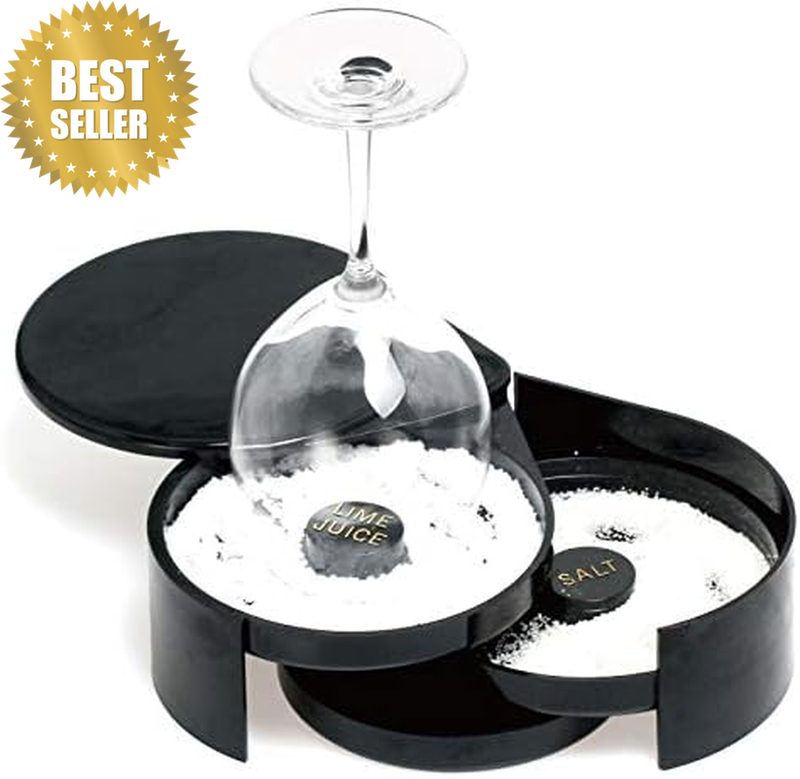 3 Tier Bar Glass Rimmer for Margarita and Cocktail, Plastic Sugar and Salt Box S