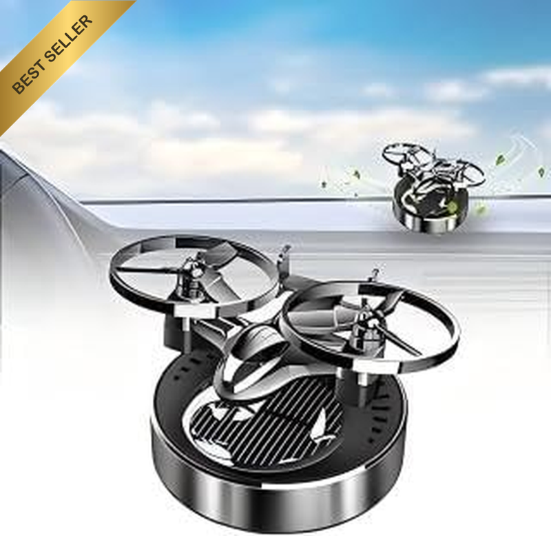 Solar Powered Rotating Car Air Freshener Alloy Fragrance Diffuser Helicopter Das