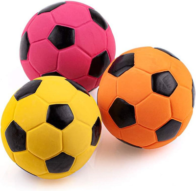 CHIWAVA 3PCS 2.7'' Squeak Latex Dog Toy Football Chew Fetch Throw Ball