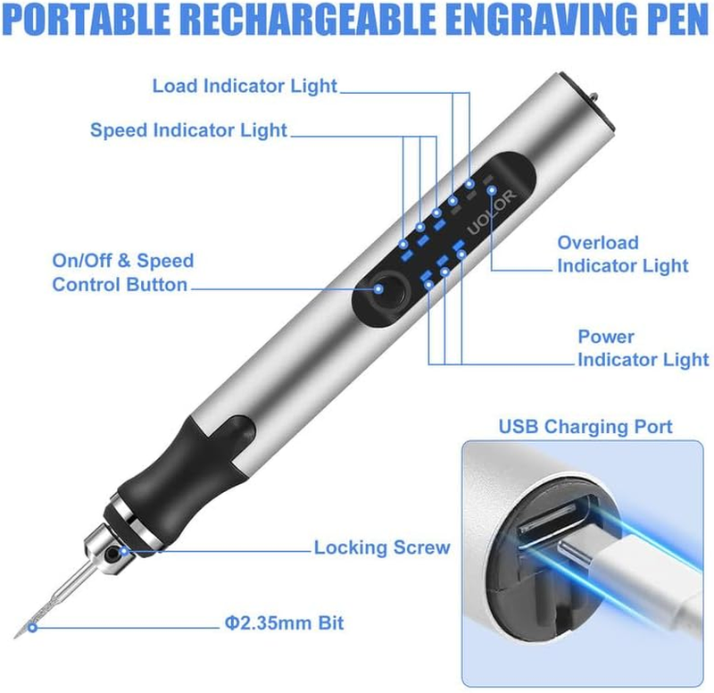 Professional Engraving Pen USB Rechargable 42 Bits Electric DIY Portable Tool Ki