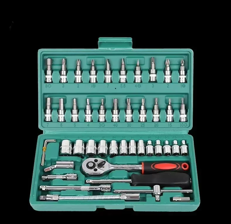46-Piece Professional Socket Set for Car Repair and Metalworking