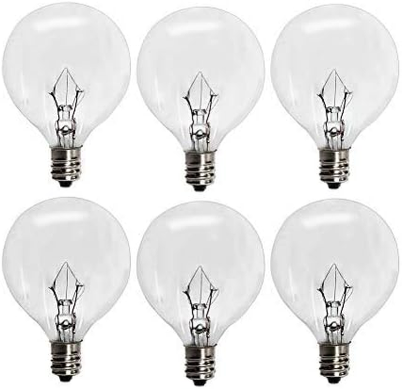 6 Pack Wax Warmer Bulbs,G50 25 Watt E12 Incandescent Bulbs for Full Size Scentsy