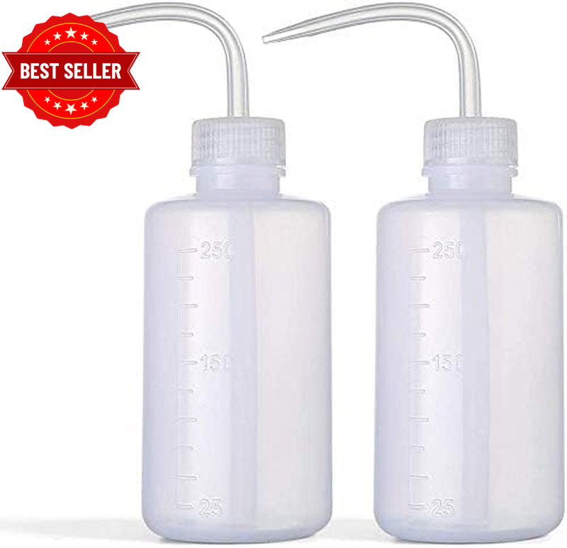 2-Pack 250Ml/8Oz Plastic Wash Bottles: Economical Squeeze Design with Narrow Mou