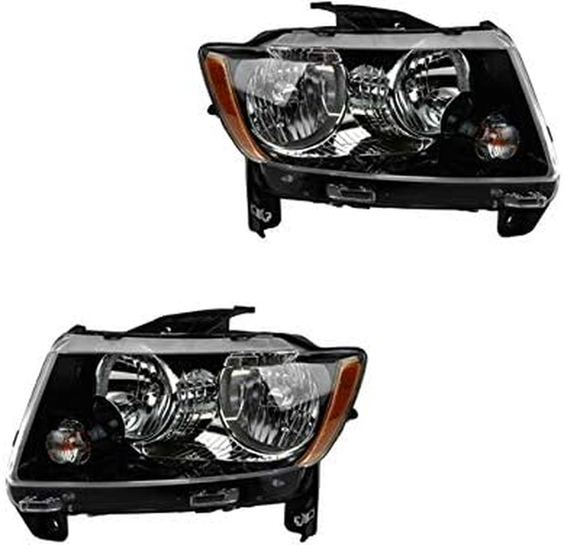 Set of 2 Halogen Headlight Assembly Compatible with 2013-2017 Jeep Compass