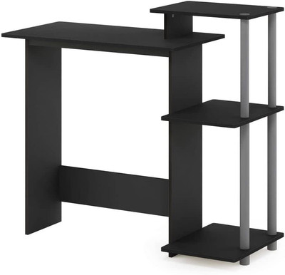 Efficient Home Laptop Notebook Computer Desk with Square Shelves, Black/Grey