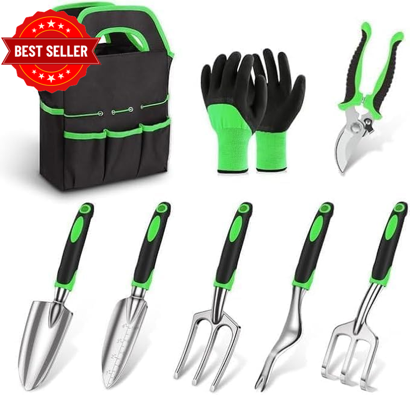 8PCS Gardening Tools Set with Heavy-Duty Tote Bag, Magnesium-Aluminium Hand Tool