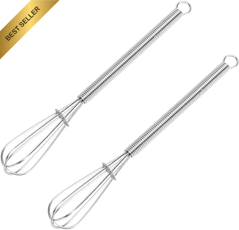 Stainless Steel Mini Whisk Set of 2, Small Wire Hand Whisks, Kitchen Cookware fo