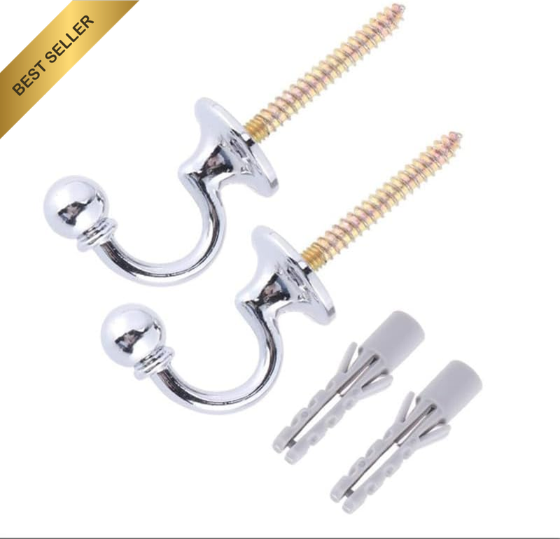 2PCS Tie Back Hooks for Curtains - U Shaped Curtain Holders - Metal Curtain Tie