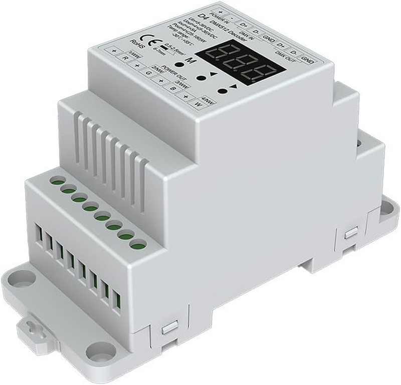 4 CH Constant Voltage DMX512 Decoder RGB/RGBW Controller Din Rail Mounted 4 Chan