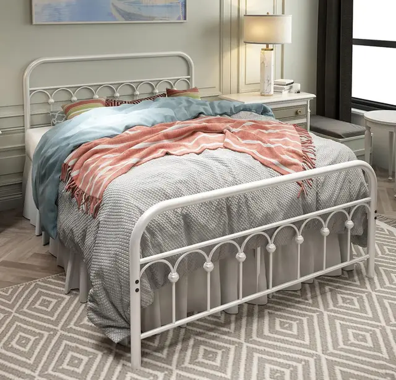 Vintage Headboard and Footboard Wrought Iron Bed Frame Queen or Full