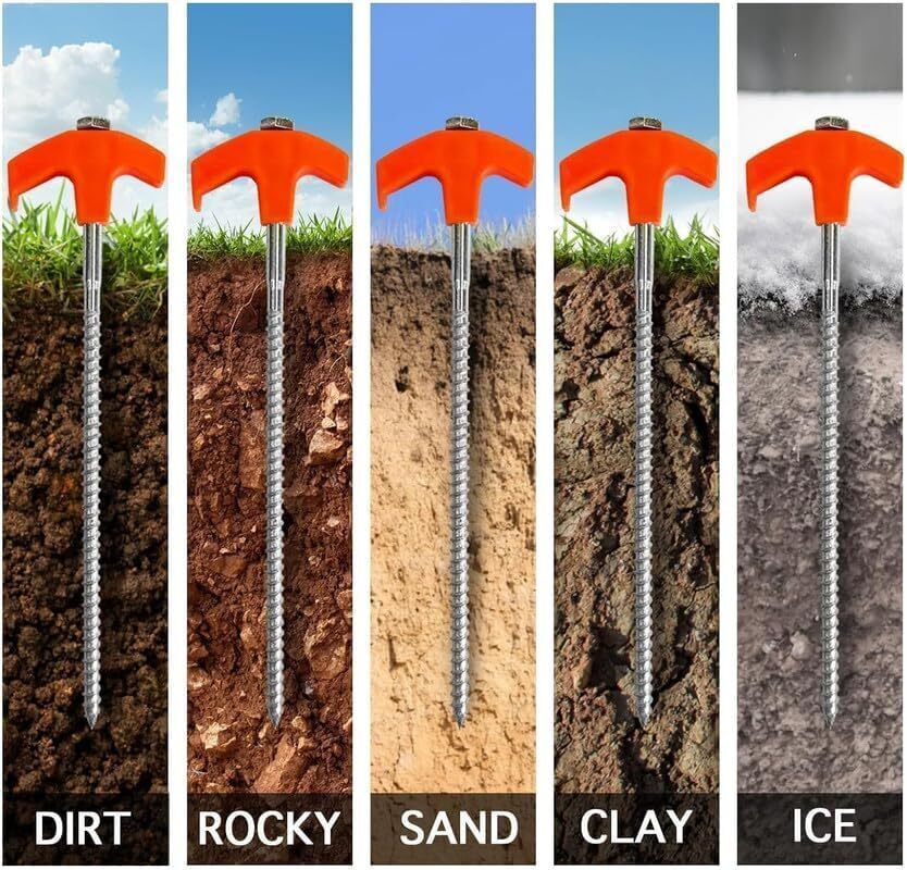 8" Screw in Tent Stakes，Ground Anchors Screw, Screw in Tent Stakes 4PCS