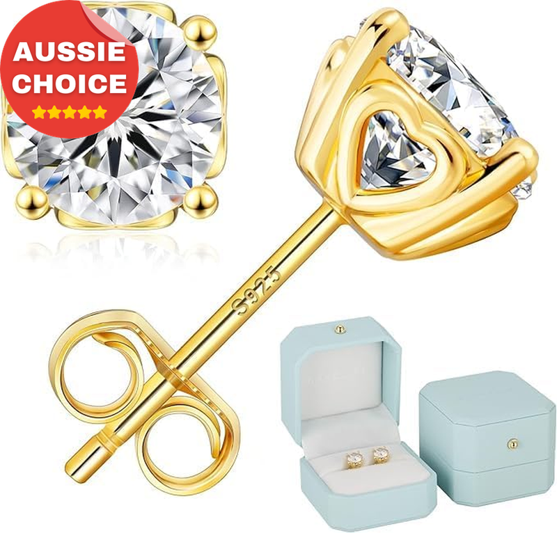 Moissanite Heart Stud Earrings 1.0-3.0 Carat 14K Gold D Color VVS1 Jewelry