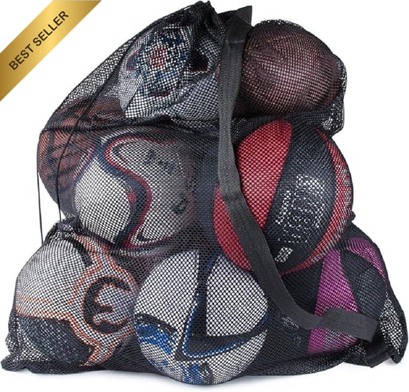 Sports Ball Bag Drawstring Mesh - Extra Large Professional Equipment with Should