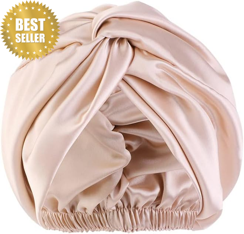 Silk Hair Wrap for Sleeping Silk Bonnet Night Sleep Cap，Double Layer Soft Silky