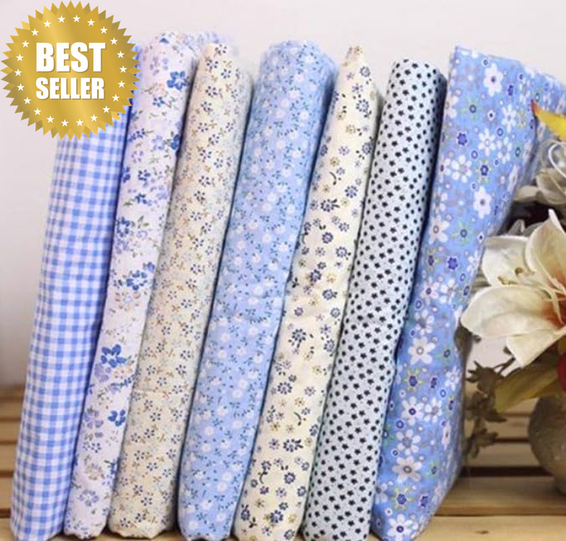 7Pcs Square Shape, Flower, Striped, Polka Dot Cotton Fabric Fabric for Sewing, 2