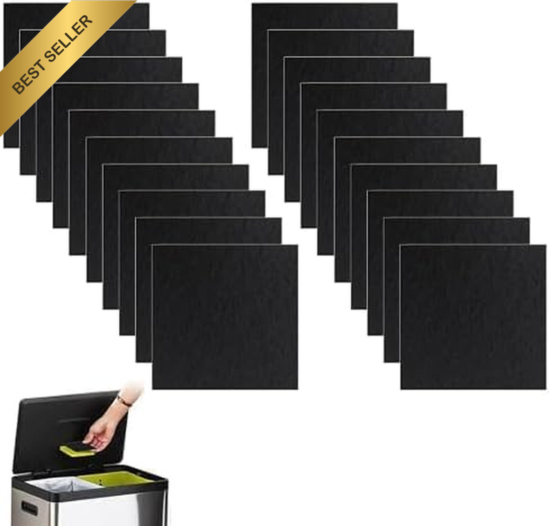 Activated Charcoal Odor Absorber for Trash Bins, 20-Pack Deodorizer Filters with