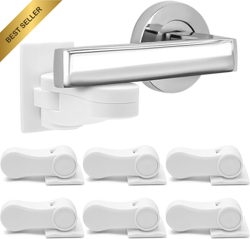 6Pcs Child Proof Door Lever Locks, Childproof Door Handle Safety Locks with Adhe