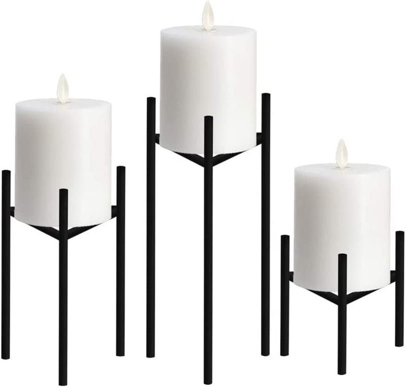 S Set Of 3 Black Candlesticks For Fireplace/living Roo