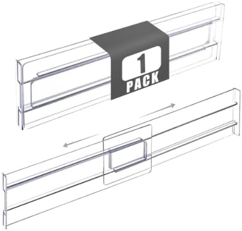 Adjustable Drawer Dividers, 1 Pack Clear Drawer Organiser Expands from 27.5Cm to
