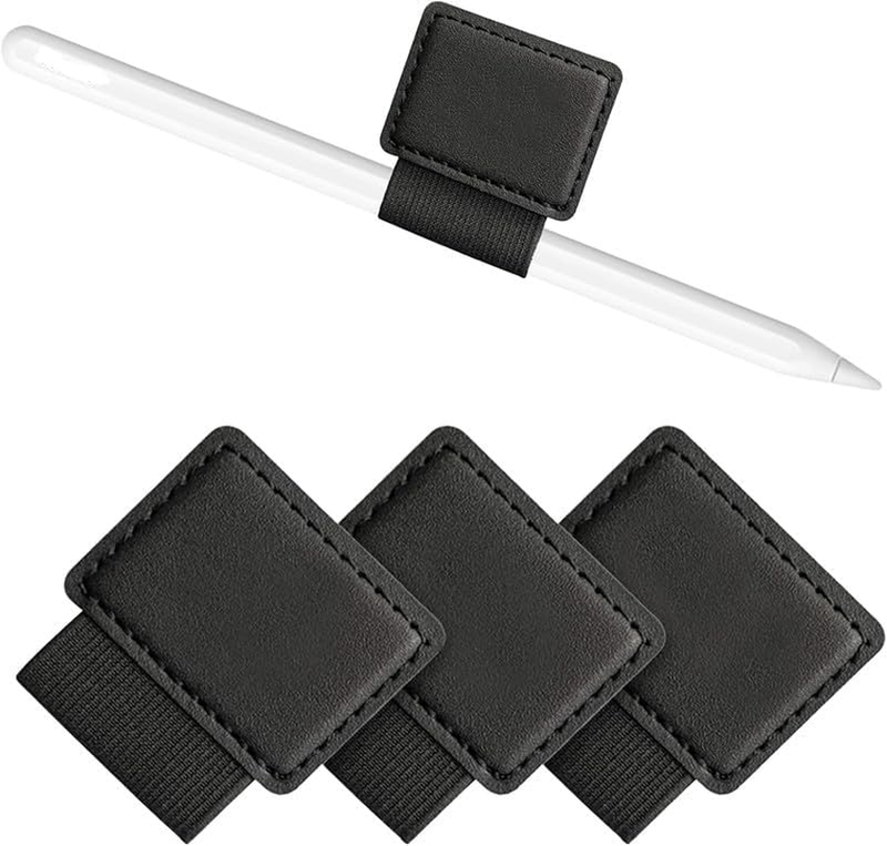 Self-Adhesive Leather Pencil Holder, 4Pcs Elastic Square PU Pen Loops, Leather P