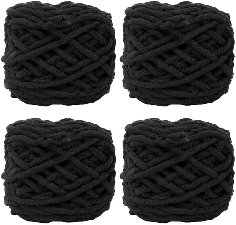 Soft Cotton Knitting Yarn 4 Packs, Fluffy Cotton Yarn Perfect for Soft Throw and