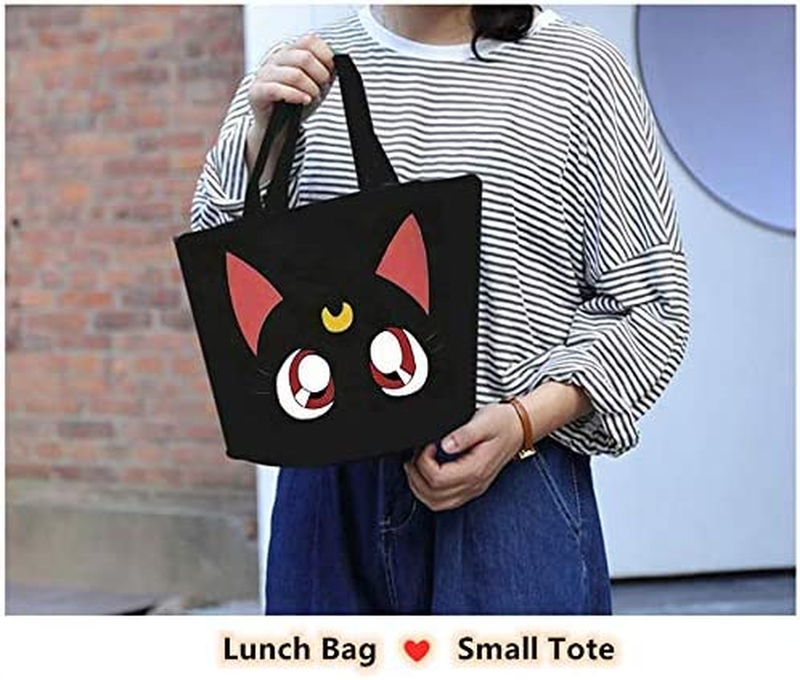 Kerr'S Choice Small Tote Luna Bag Black Cat Animie Moon Lunch Bag Kawaii Lunch B