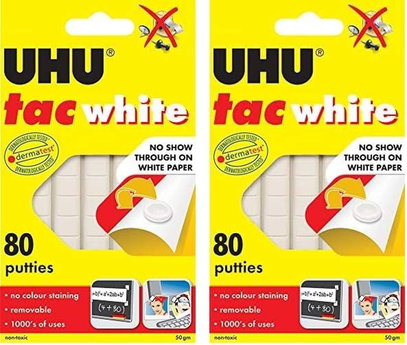 Re-Usable Tac 80 Adhesive Putties, White, (33-39565) (Pack of 2)