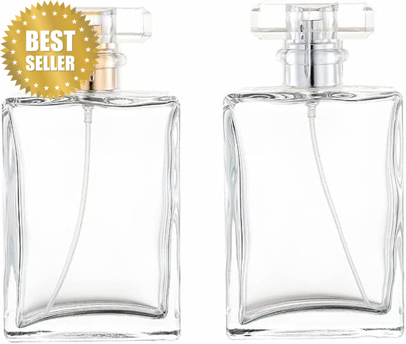 Perfume Spray Bottle, Refillable Bottle 2 Pack, 3.4Oz Travel Glass Spray Bottle,
