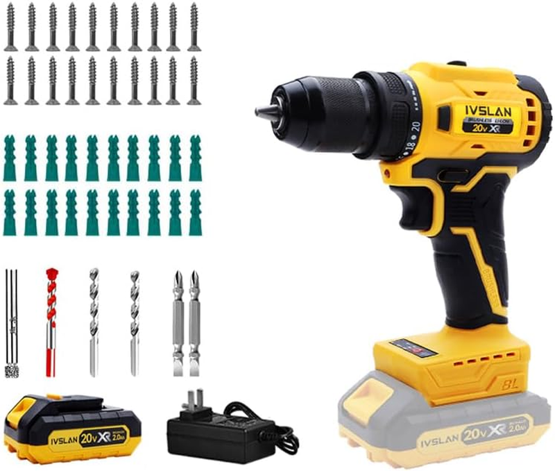 STORE Yellow Lithium Drill, Cordless Drill Drive Kit, Power Drill Kit with Battery and Charger (L-1D-1C-PB)