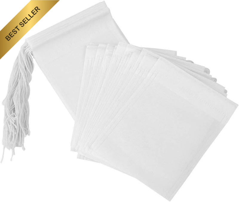 Paper Tea Filter Bags, Disposable Infuser with Drawstring, 100 Count, 7X9Cm