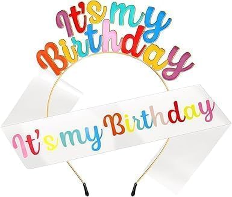 Birthday Girl Sash and Tiara Crown 2Pcs Set, Happy Birthday Accessories for Wome
