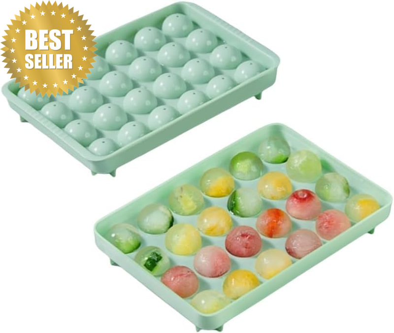 Round Ice Cube Tray with Lid, Ice Ball Maker Mold for Freezer,Chilling Cocktail