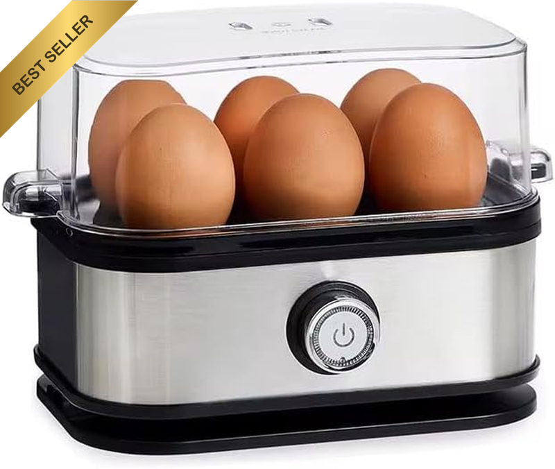 Electric Egg Boiler with AU Plug, Automatic Egg Cooker for 1 to 6 Eggs, Compact