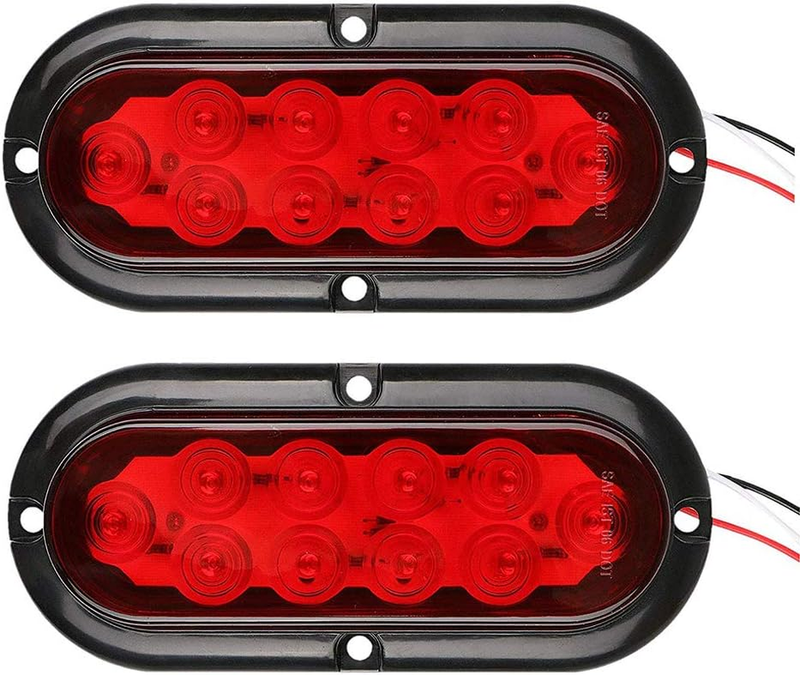 Red Color 6" Oval Marker Tail LED Light For Bus Trucks Trailers Tractors Semi-Tr