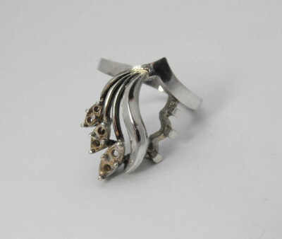 HANDCRAFTED Sterling Silver 925 Flowing Design Ladies Cocktail Wedding Ring Sz 7