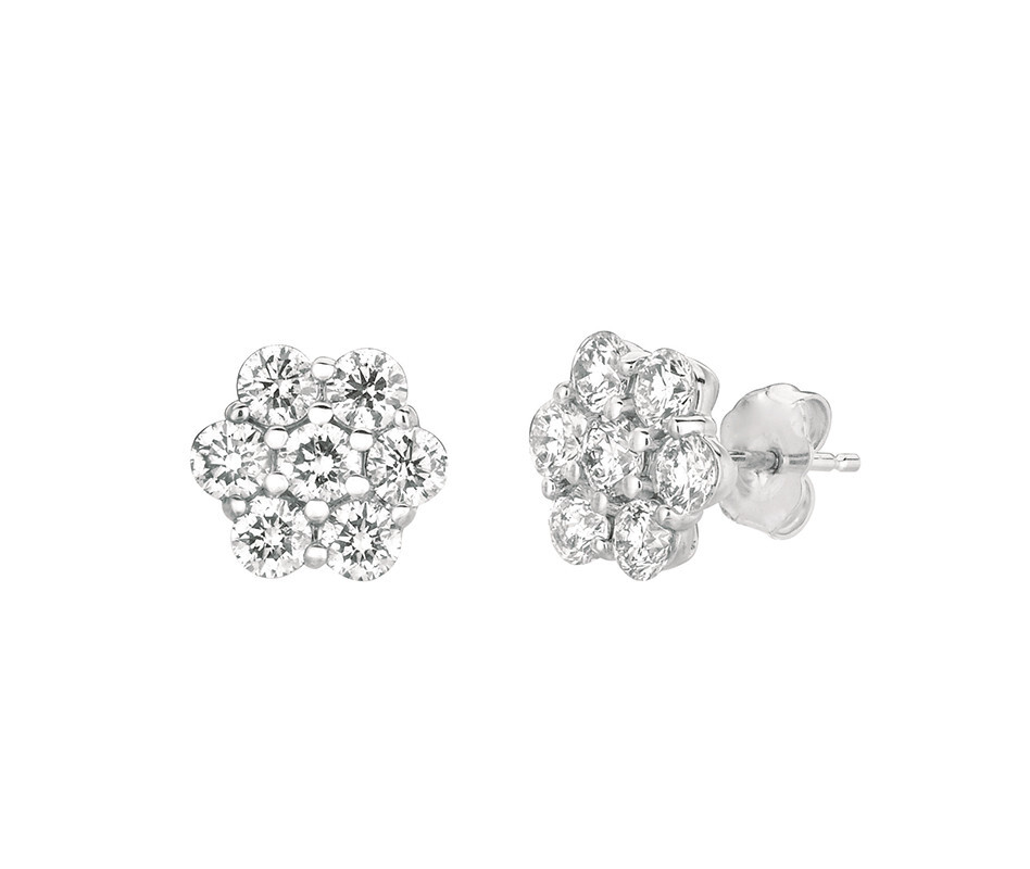 Pre-owned Morris 2.00 Carat Natural Diamond Flower Earrings Si 14k White Gold