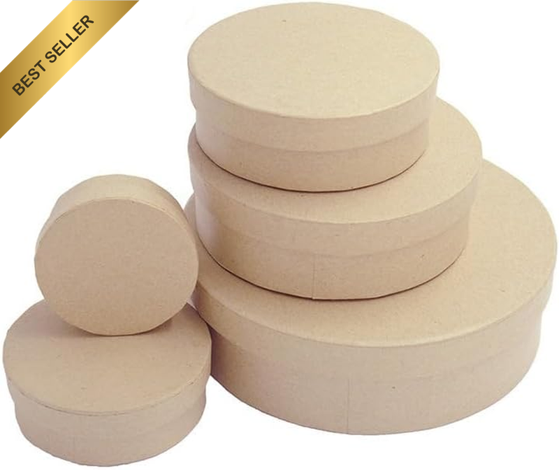 5-Pack round Paper Boxes, Kraft Paper Gift Candy Storage Containers for DIY Trea