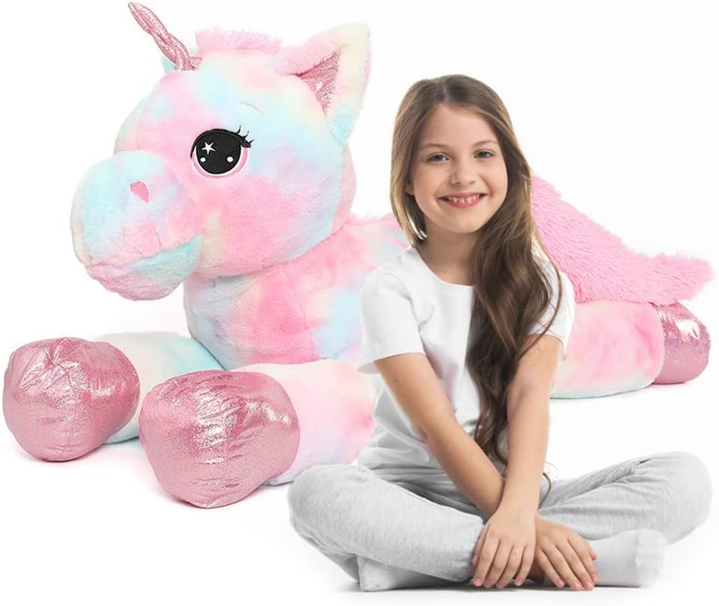 43.4" Large Pink Unicorn Plush Pillow - Soft Stuffed Animal 
